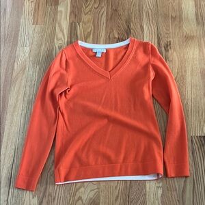 Vibrant Orange V-Neck Sweater